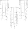 Garden Elements Square Tomato Cage, 48 Inch (Pack of 3) - Heavy Duty Galvanized Steel Plant Support, Collapsible Garden Trellis with 8-Leg Stability for Climbing Vegetables & Vines