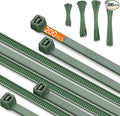 PA66 Green Zip Ties, 200pcs 12+10+8+4 Inch with 22-55lb Strength, Premium Heavy Duty Self-locking Nylon Cable Ties, Decoration Tie Wraps for Christmas Tree Holiday Lights Gardening Plants Grid Wall