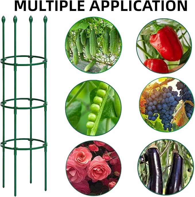 3 Pack Heavy Duty Tomato Cages for Garden, 59 Inch Tall Adjustable Metal Tomato Plant Support for Pots, Round Trellis for Climbing Plants Outdoor, Vegetable, Cucumber, Beans