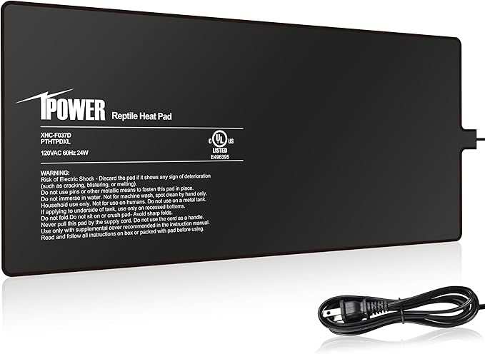 iPower Reptile Heating Pad, Under Tank Heater, Waterproof Terrarium Heat Mat 8X18 Inch, for Turtle, Lizard, Frog, Snake and Other Reptiles