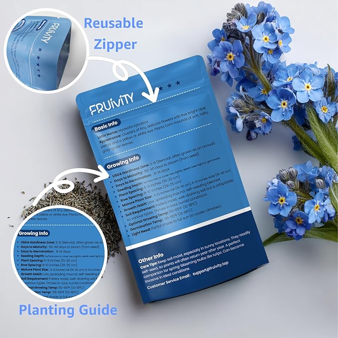 Forget Me Not Seeds 5500 Flower Seeds Forget-Me-Not Seed Packet Collection Forget-Me-Not Seeds for Planting Easy to Grow, Ground Cover Use, Perfect for Borders and Containers (Forget Me Not)