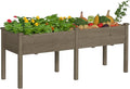 BlueWish 72''L x 23''W x 30''H Outdoor Cedar Garden Bed, Raised Garden Bed with 8 Drainage Holes & 6 Legs, Elevated Planter Boxes for Gardening, Vegetable, Flower, 661lbs Capacity, Brown