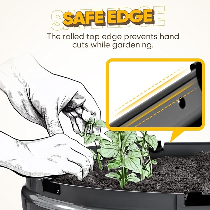 KING BIRD Raised Garden Bed Kit 2025 Upgraded Quick-Setup Galvanized Planter Garden Box Outdoor for Gardening, Vegetables, Flowers, 94x36x23 in, Dark Grey