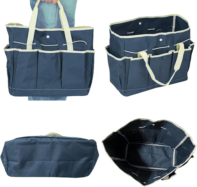 BLIRITEL Garden Tool Organizer,Waterproof Garden Tool Tote Bag with 8 Side Pockets,Outdoor Gardening Tool Storage Bag and Home Organizer for Gardener,Pottery,Electrician and Repairman