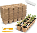 200 Cells Seed Entry Tray, 20 Packs Biodegradable Seedling Peat Pots, with 100 White Labels, Plant Starter Kit for Seedlings Biodegradable Peat Pots and 2 Planting Transplanters