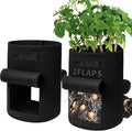 Potato Grow Bags, 2-Pack 15-Gallon Grow Bags with 2 Flaps and Reinforced Handles, Heavy-Duty Thickened 500G Aeration Fabric Pots for Potatoes, Tomatoes, Flowers, and Vegetables