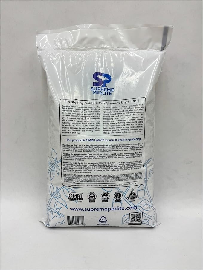 Supreme Perlite Coarse Horticultural Perlite for Potting Soil, Seed Starting, Propagation & Organic Gardening, 24 Quart Bag - Improves Drainage and Soil Aeration for Indoor or Outdoor Plant Use