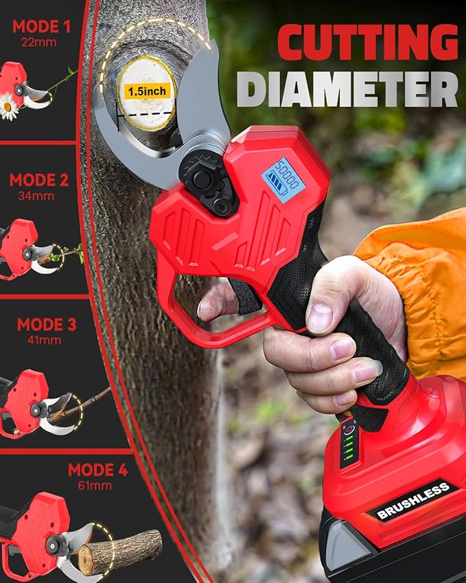 Cordless Electric Pruning Shears Compatible with Milwaukee 18V Battery, 0.8-2-Inch Cordless Portable Pole Pruner with LCD Display & Imported SK7 Steel Blades for Gardening Shears(Tool Only)