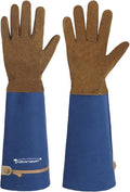 HANDLANDY Long Gardening Gloves for Men Women, Thorn Proof Rose Pruning Leather Garden Yard Gauntlet Glove, Gardening Gifts