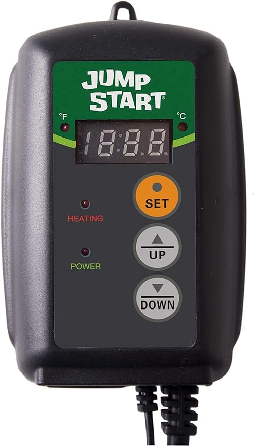 Jump Start MTPRTC Hydroponic Seedling Heat Mat Digital Thermostat Controller for Hydrofarm Heat Mats Used in Gardens, Terrariums, and Brewing, 2 Pack