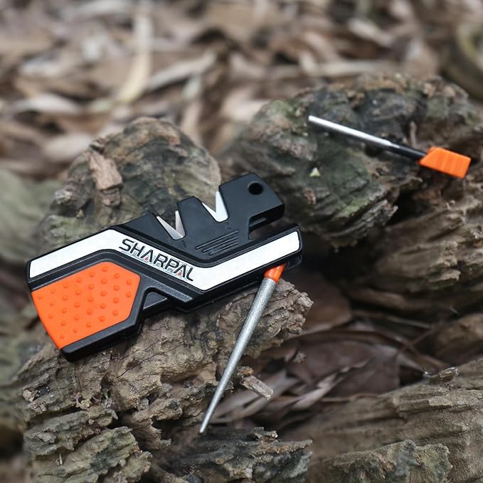 SHARPAL 101N 6-in-1 Pocket Knife Sharpener & Survival Tool – Diamond Sharpening Rod, Fire Starter Ferro Rod, Whistle – Sharpens Straight & Serrated Blades, Repairs & Hones Knives