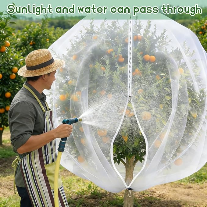 15X15 Feet Large Fruit Tree Netting Garden Netting with Zipper and Drawstring Plant Netting Insect Bird Cover for Fruits Vegetables Tree Garden Shrubs Protection