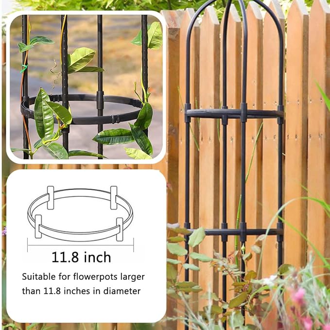 Garden Trellis for Climbing Plants Outdoor, Metal Plant Trellis with PE Coated, Rustproof Plant Support for Flowers Vegetable Vine, Tomato cage for Potted Plants Indoor Outdoor,Lightweight - 2 Pack