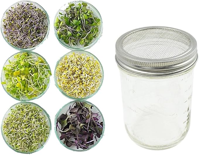 Stainless Steel Sprouting Stands, Sprouting Holder for 32 OZ Mason Jar Lid Holder. Used to make Sprouts, Broccoli, Lentil Seeds. Also Used to Phone iPad Tablet Stand. Not Include Jar. White, 2 Pack