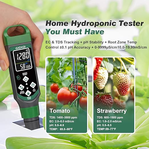 pH Meter Digital Display Color Screen 4 in 1 pH Tester pH EC TDS Temp Water Quality Test Pen Suitable for Home Planting Hydroponics Swimming Pool Drinking Water Brewing Hot Tub NFC DWC