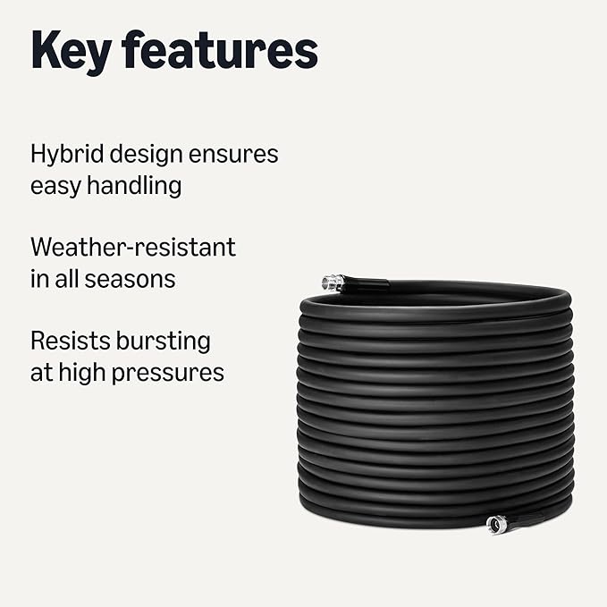 Amazon Basics Garden Hose, 75ft, Lightweight Hybrid Polymer, Weather-Resistant Aluminum