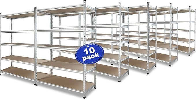 WORKPRO 5-Tier Storage Shelving Unit, 48”W x 24”D x 72”H, Adjustable Storage Rack Heavy Duty Aluminum Alloy Shelf, 2750 lbs Load Capacity (Total), for Garage, Kitchen, Warehouse,10 Pack