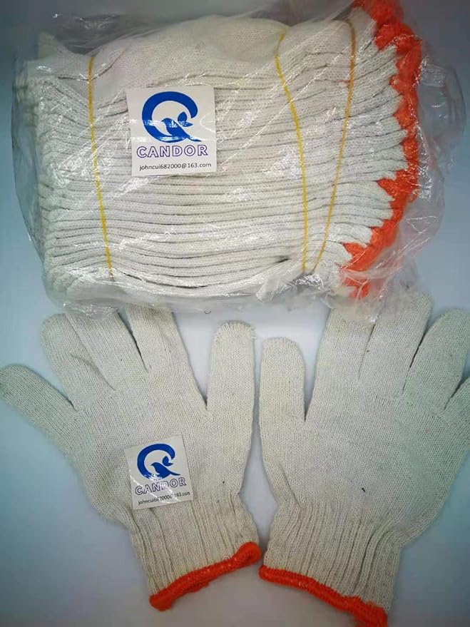 Work cotton Gloves Safety Grip Protection 12 Pairs-Cotton Polyester String Knit Work Gloves for Gardening Mechanic Industrial Warehouse Gardening Construction Painter BBQ Men & Women（Thick-Economic)