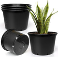 RooTrimmer 7 Gallon Plastic Nursery Pots, 15 Inch Large Plastic Pots for Plants, Round Plant Pots with Drainage Holes, Flower Pots for Outdoor Indoor Plants, Gardening Gifts for Women (5-Pack, Black)