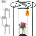Pelopy 4 Pack 15.7" D x 23.6" H Large Peony Cages and Supports Heavy Duty Metal Plant Support Stakes Flower Support Hoops Rings for Outdoor Garden Rose Tomato, Hydrangea, Peonies, Sage, Cucumbers