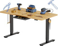 FLEXISPOT Electric Adjustable Workbench, 55x28 Inches Ergonomic Worktable with Drawer for Garage, Workshop, Office and Home, Spacious Desktop for Woodworking Sewing and Crafts, Maple, 3 Packages
