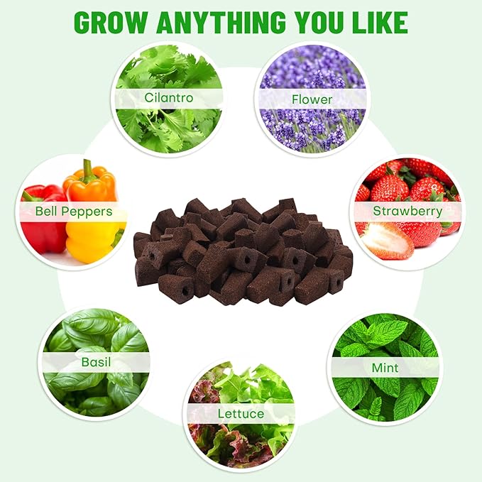 100 Pack Grow Sponges, Replacement Root Growth Sponges Seed Pods,Seed Starter Plugs for Hydroponic Indoor Garden System