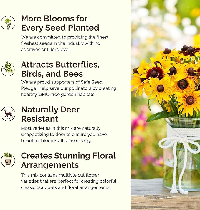 Eden Brothers Idaho Wildflower Mixed Seeds for Planting, 1 oz, 30,000+ Seeds with Foxglove, Cosmos | Attracts Pollinators, Plant in Spring or Fall, Zones