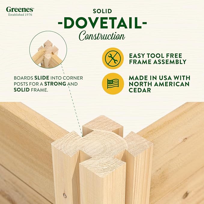 Greenes Fence Premium Cedar Raised Garden Bed, 4' x 12' x 14" (3/4" Thick) - Made in USA with North American Cedar