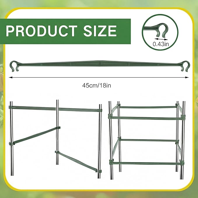 Geelin 100pcs Stake Arms for Tomato Cage Expandable Trellis Connectors for Tomato Cage Attach Plant Stakes Climbing Plants Garden Plants Vegetables (18 in×0.43in)