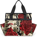 Garden Tool Bag Organizer Garden Tote Bag with Pockets Rose Zebra Pattern Tool Storage Organizer Gardening Tool Kit Holder 13" x 6.8" x 2.8"