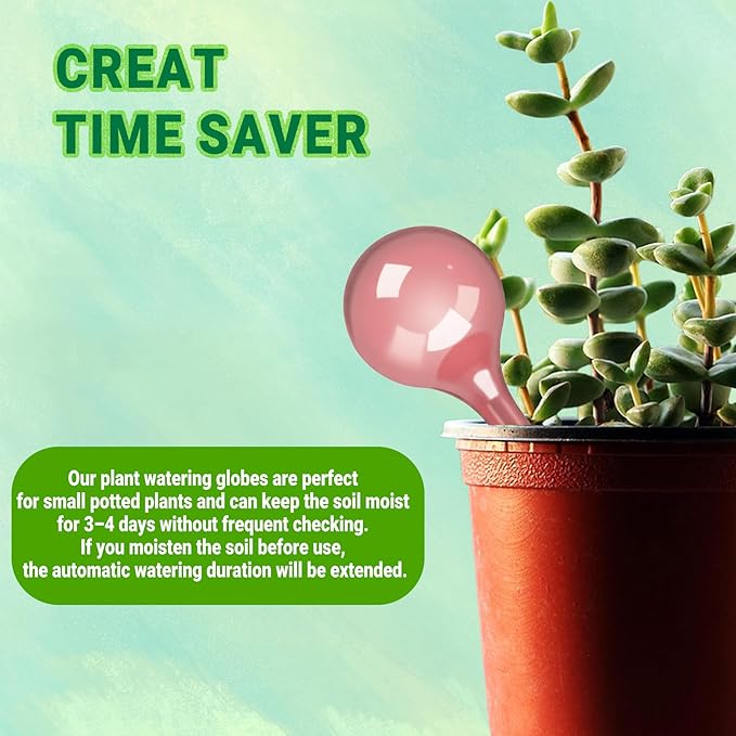 2 Pack Small Self-Plant Watering Globes – Automatic Plant Waterer Bulbs, Plant Watering System for Indoor and Outdoor Potted Houseplants, Plant Watering Devices（Red Small）