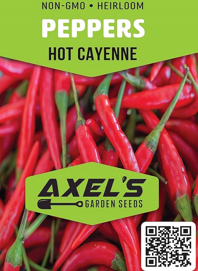 Cayenne Pepper Seeds for Planting Outdoors | Non GMO Heirloom Seed Packets | Full Planting Instructions to Plant & Grow Vegetables in Home Garden | 100 Cayenne Pepper Seeds Per Packet, 5 Packets