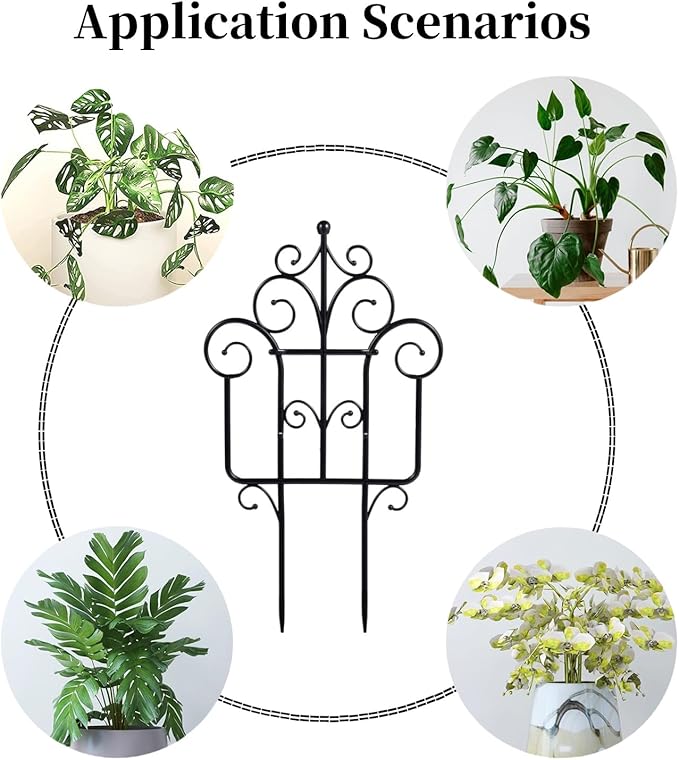 Garden Plant Trellis, Stackable Plastic Trellis Supports for Climbing Plants, Indoor Outdoor Use, 3 Pack, Black (3)