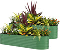 Garvee 2 Pack 8x2x2ft Galvanized Raised Garden Bed Kit, Oval Metal Planter Boxes with Anti-Cut Safety Edges, Rust-Resistant Deep Root Planters for Outdoor Vegetables, Flowers, Herbs, Green