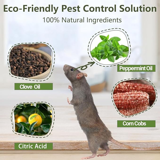 【𝐇𝐢𝐠𝐡𝐥𝐲 𝐄𝐟𝐟𝐞𝐜𝐭𝐢𝐯𝐞】 Mouse Rodent Repellent – Peppermint Lemon Oil Rodent & Insect Repellent Balls 24 Pack, Plant-Based Deterrent for Mice, Rats, Roaches & Bugs, Indoor & Outdoor Use