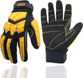 HANDLANDY Anti Vibration Gloves, SBR Padding, TPR Protector, Mechanic Work Gloves (Large, Black)