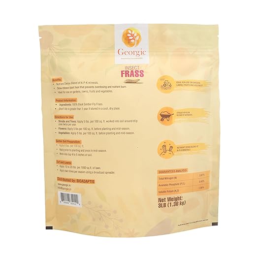 Organic Insect Frass Fertilizer – All Purpose Plant Food & Soil Amendment, Enhances Soil Health, Root Development & Plant Growth – Ideal for Houseplants, Flowers, Vegetables & Lawns (3 lb)