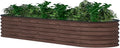 VEIKOU 8X2FT Wood Grain Raised Garden Bed, 17’’H Metal Galvanized Raised Garden Bed with Bottomless Design, 9 in 1 Raised Garden Bed Kit, Modular Raised Planter Box for Plants, Rustic