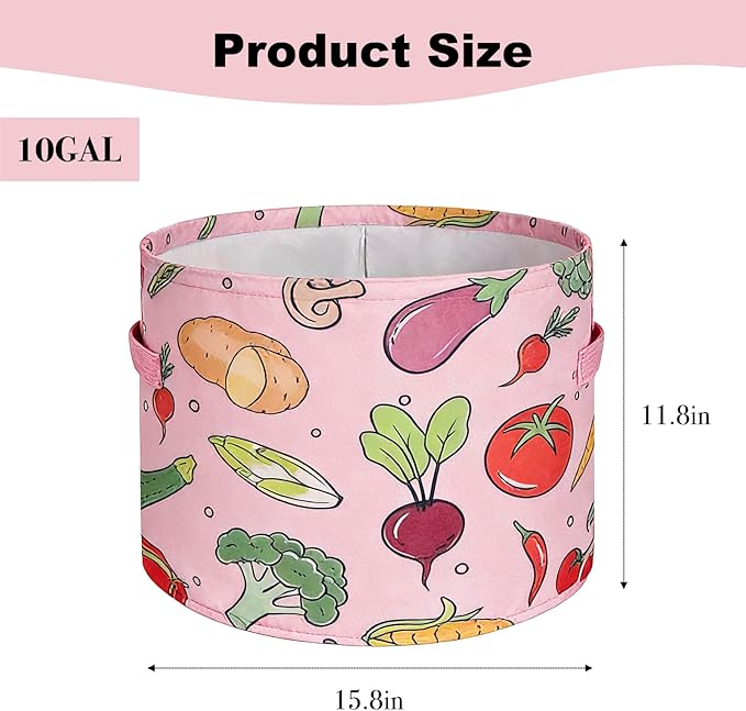 10 Gallon Grow Bags, Colorful Printed Plant Grow Bags, Fabric Planters Garden Bgas Garden Pots, Double-Layer Fabric Design, Dirty-Proof