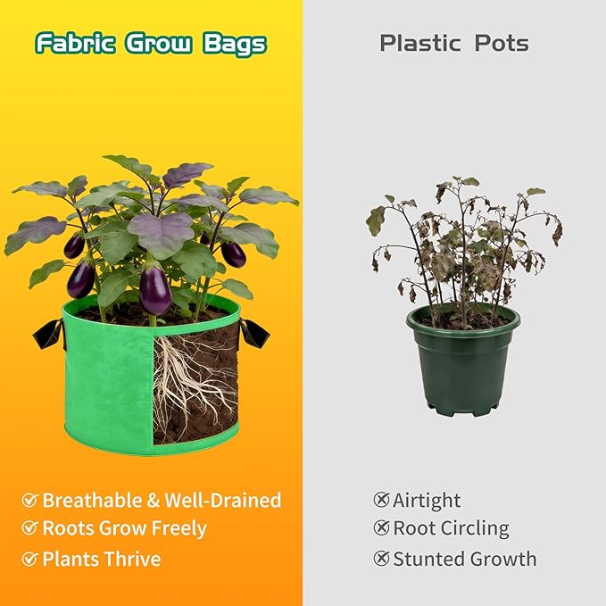 14 Pack Plant Grow Bags - Mixed 7 Colors with Reinforced Handles, Ideal for Garden and Outdoor Planting Potato Tomato Flower and Vegetables (10, Gallons)