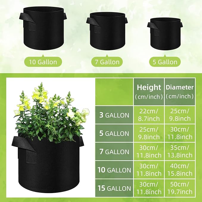 80 Pack 5 Gallons Plant Grow Bag, Vegetable Grow Bags with Handles, Non-Woven Fabric Pots Plant Bags, Garden Planting Bag for Potatoes, Carrots, Tomatoes, Fruits, Flower, Evergreen