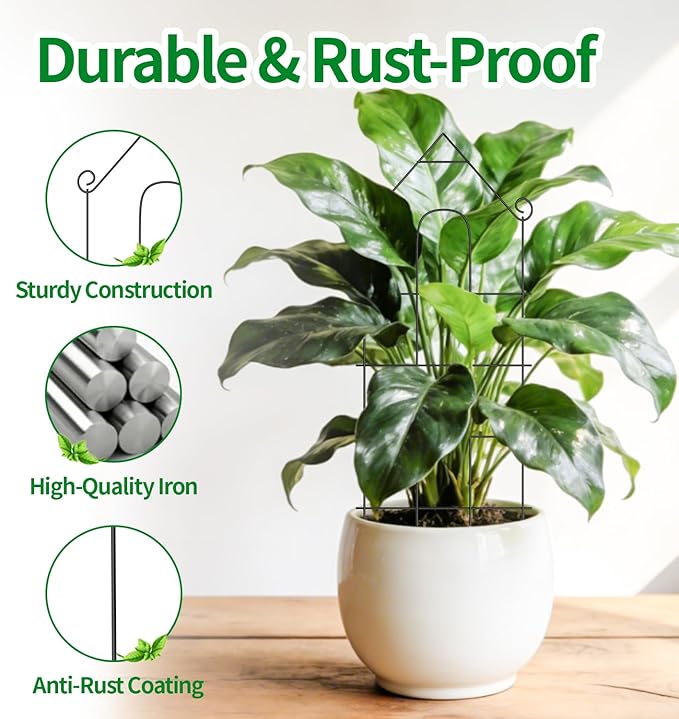 32" Plant Trellis, 6 Pack Metal Garden Trellis for Potted Plants Indoor/Outdoor, Rust-Proof Sturdy Steel Trellis for Climbing Plants, Monstera, Tomatoes, Cucumbers