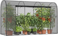 SUNYRISY Garden Plant Netting Crop Cage for Garden Raised Bed, 9.8 x 3.3 x 6 Ft Plant Cover Cage Protectors from Animal for Outdoor Plants with Frame and Zippered Door, Black