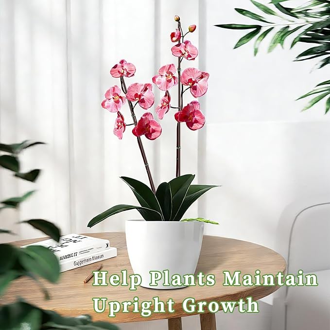 15Pcs Orchid Stakes,SupKing 17.7 Inch Plant Support Sticks Invisible Bendable Green Pole Rods for Small Indoor Outdoor Potted Plants Comes 20Pcs Ties-Brown
