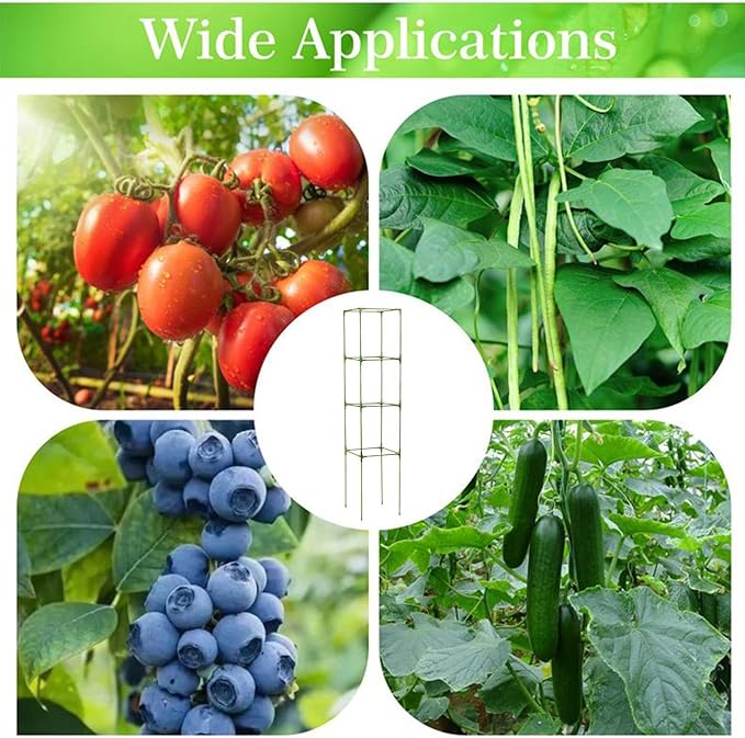Tomato Cage, Heavy-Duty 64-Inch Square Stakes, 27.0x164.0cm, Cucumber Trellis Cage, Climbing Vegetable Trellis, Easy to Install and Maintain, for Climbing Vegetables, Fruits, and Flowers