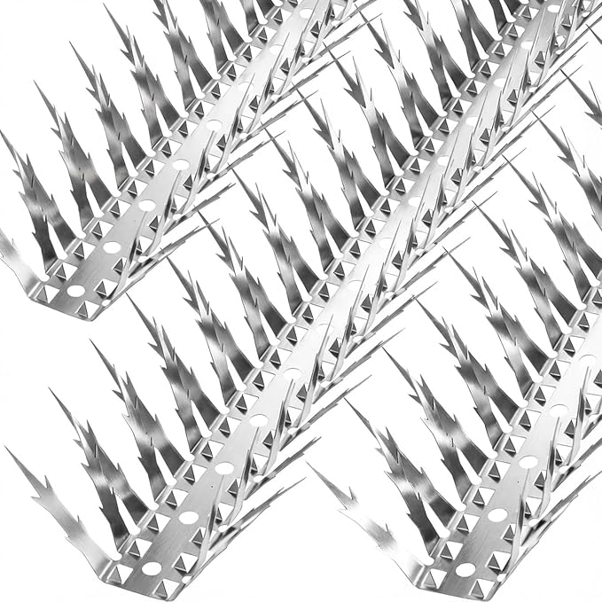 Bird Spikes, 40 Feet Stainless Steel Bird Control Spikes for Outside, Pigeon and Squirrel Blocking Spikes, for Garden Fence Roof and Window - 40 Strips Covers 12m