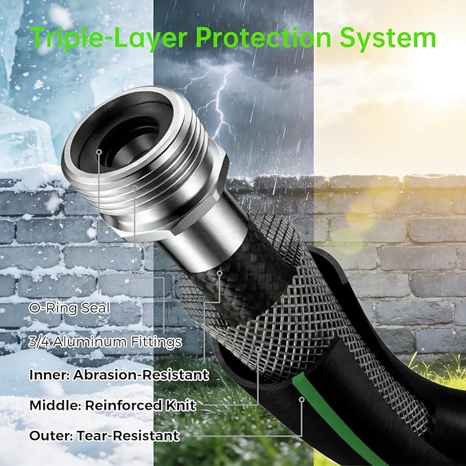 Retractable Garden Hose Reel 5/8 in x 100 ft, Heavy Duty Wall Mounted Water Hose Reel with 9-Pattern Nozzle, Any Length Lock, Automatic Slow Return System, 180° Swivel Bracket, UV Resistant