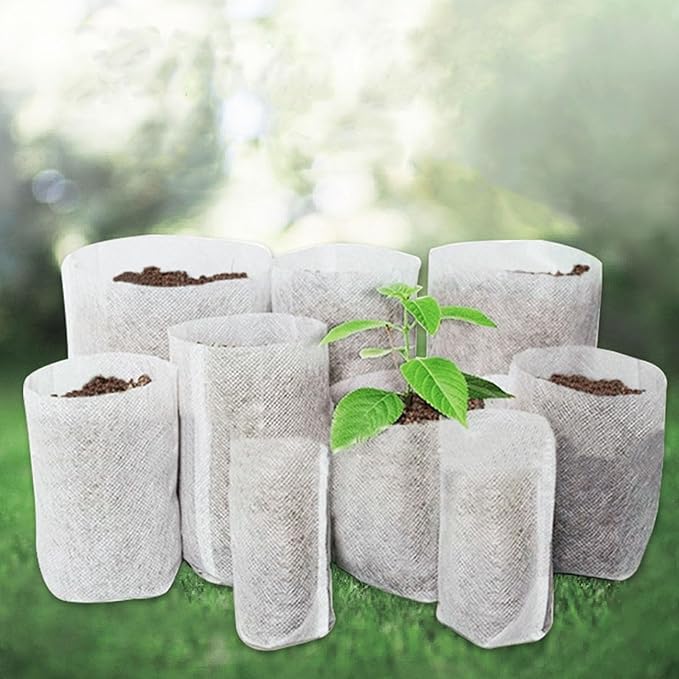 200 Pcs Plants Nursery Bags Non-Woven Seedling Grow Bags for Vegetables Flowers Fruits Trees Planting Transplant for Home Garden Pots (200, 16 * 20cm)