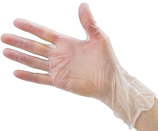 CARE PLUS Latex-Free Vinyl Gloves Clear Large Size 100 Count | Heavy Duty, Non-Sterile, Powder-Free, Rubber | Food Prep, Kitchen & Cleaning Gloves, Ideal for Professional Use