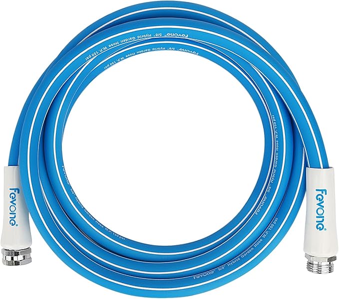 Fevone Garden Hose 12 ft Outdoor, No Kinking, Flexible Water Hose, Drinking Water Safe Hose, 5/8 Inner Diameter Hose, 3/4 Aluminum Fittings